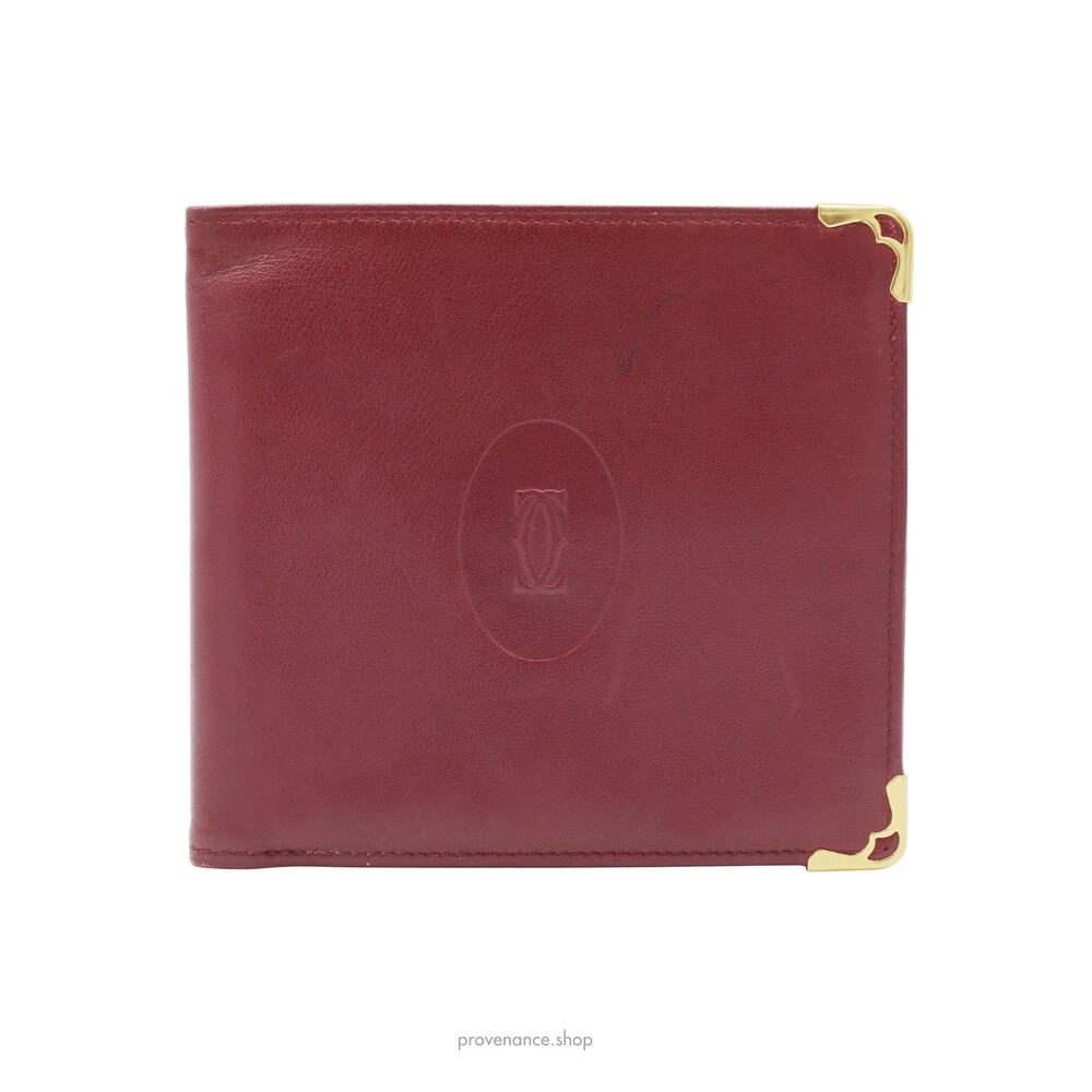 🔴 Cartier Bifold Wallet - Burgundy Calfskin Leather